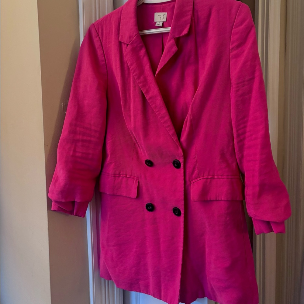Bright Pink Double-Breasted Blazer